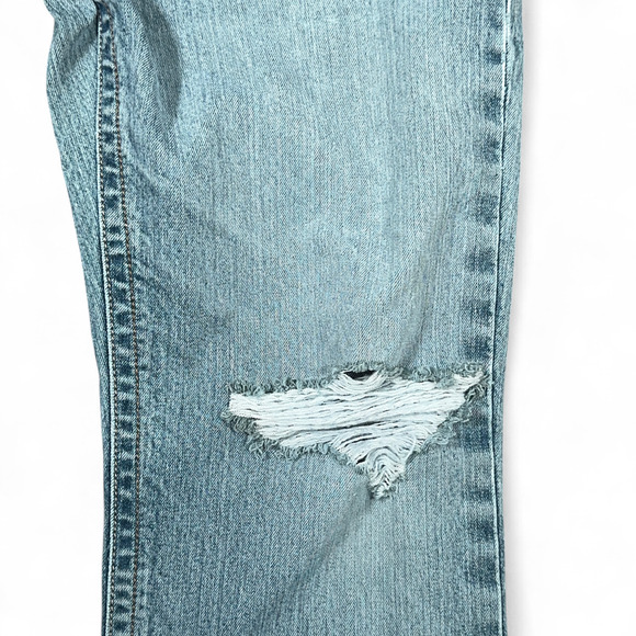 Ariat Jeans Mens 33x33 Blue Rebar M4 Bootcut Distressed Low Rise Stretch Light - Picture 7 of 10